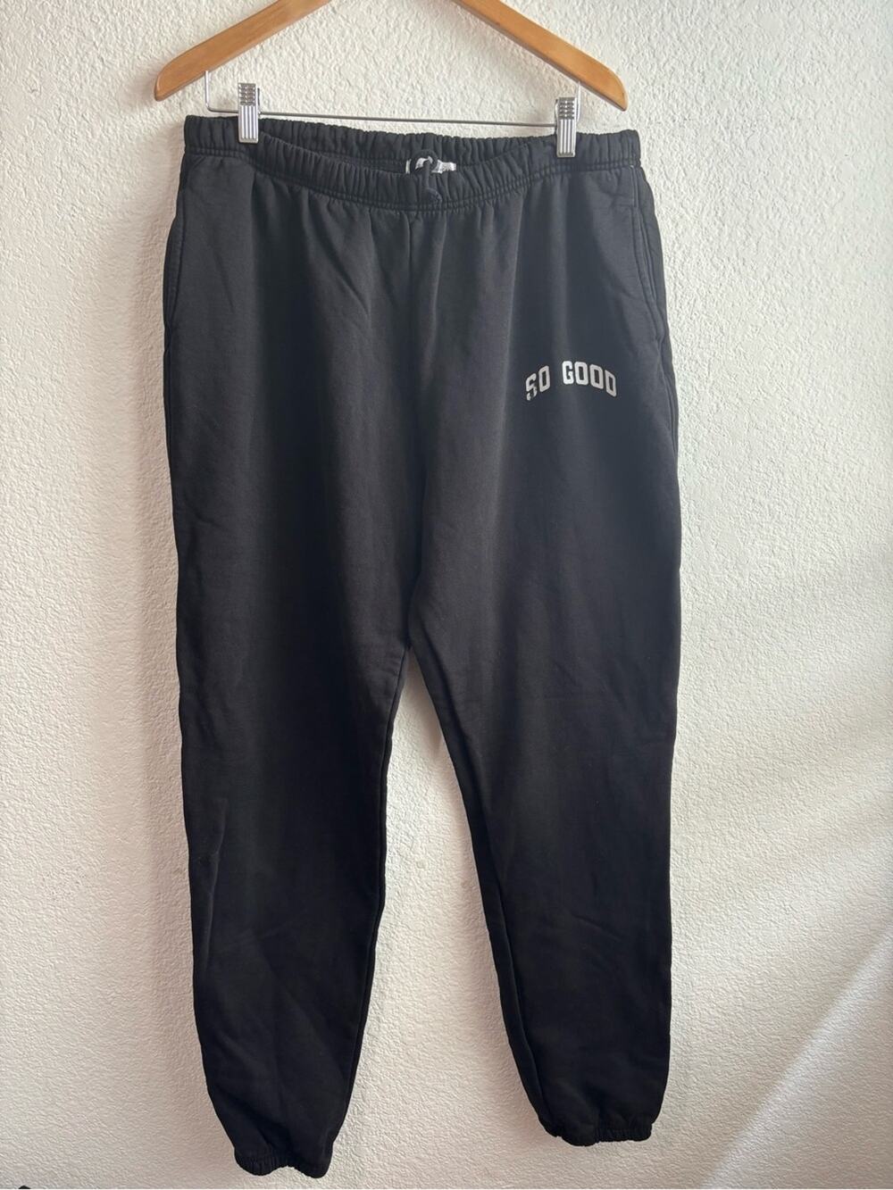Good American Black Elastic Waist Joggers Sweats Size 4 XL